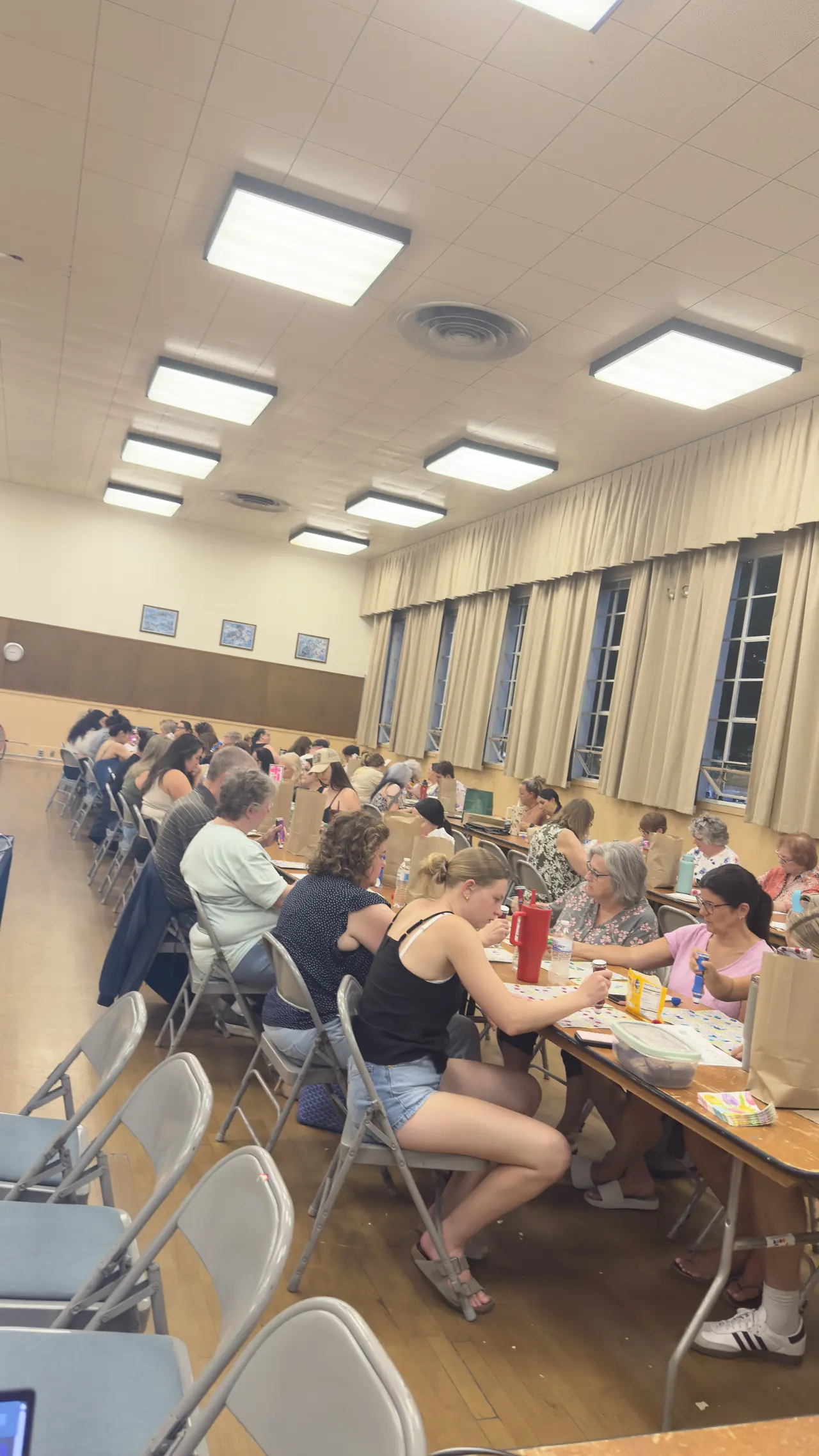 A room-wide view of the Wine Country Bingo community event.